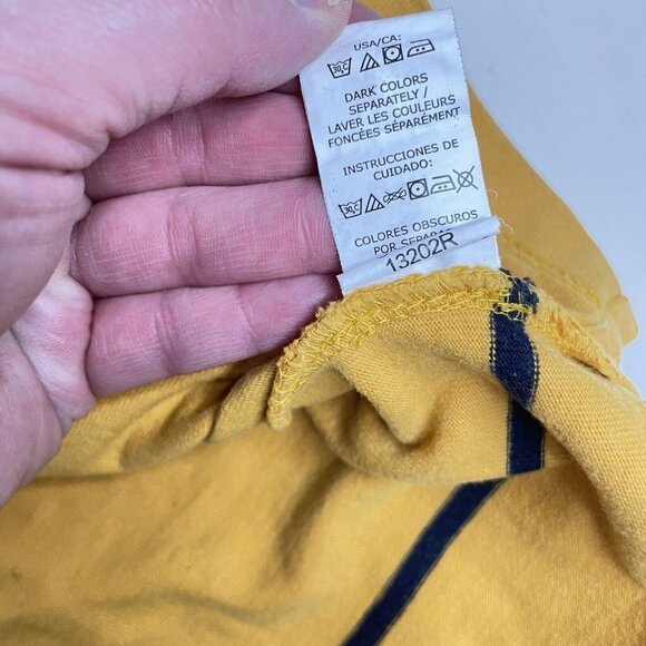 Chaps Size M Mens 1/4 Zip Pullover Long Sleeves Yellow Navy Striped Mock Neck - Picture 9 of 12